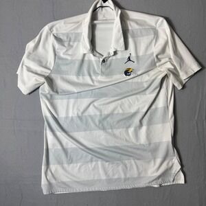 Jordan Brand Michigan Wolverines Dri-FIT Striped Polo Shirt White Grey XL